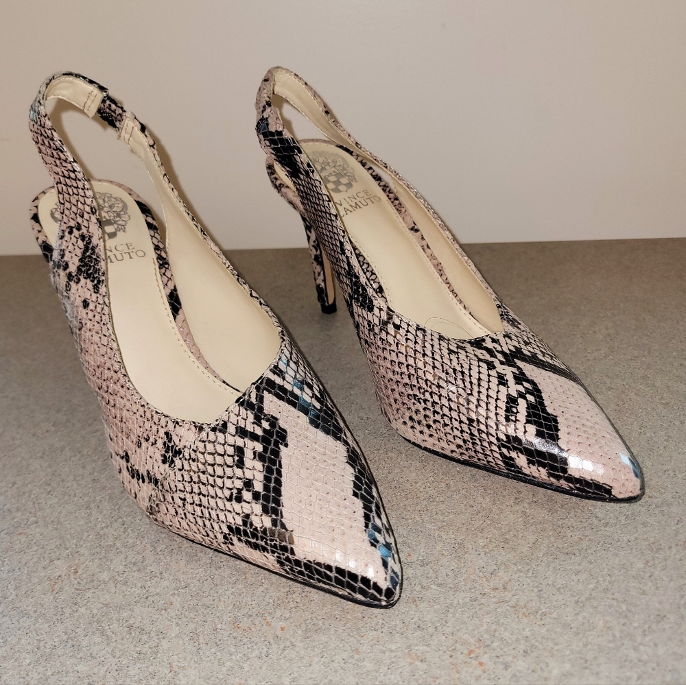 Vince Camuto Faux Beige Snake Skin Pumps Shoes